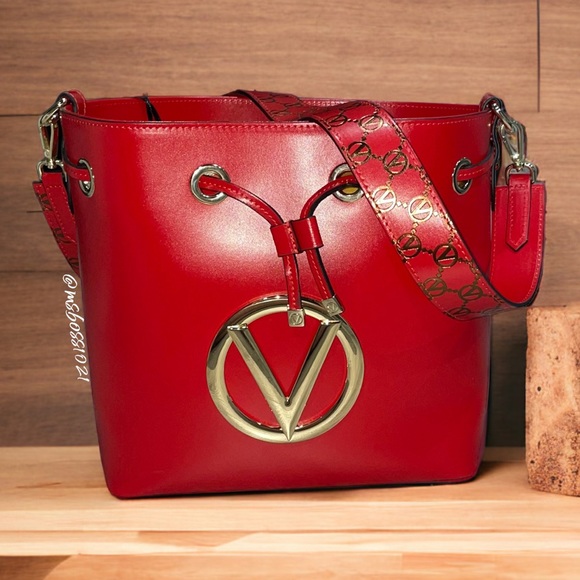 Valentino By Mario Valentino Karl Forever Red Made In Italy Genuine Leather NWT - Picture 5 of 15